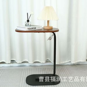 Simple <b>C</b> <b>Shape</b> Side <b>Table</b> 45x30x60cm Wood Top Metal Base Living Room Bedroom Balcony Coffee <b>Table</b> - Product Image 1