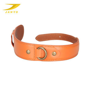 Collier pour chien en cuir de vachette <span class=keywords><strong>orange</strong></span> vintage, robuste, réglable, avec boucle en métal antique, confortable et large, pour les promenades quotidiennes - Product Image 2