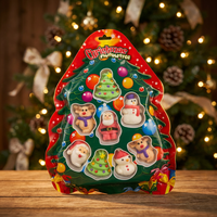 Bonbons guimauves de Noël à l'effigie de personnages de dessins animés 88g, sachet fenêtre, multicolores, vente en gros, collation, marque privée