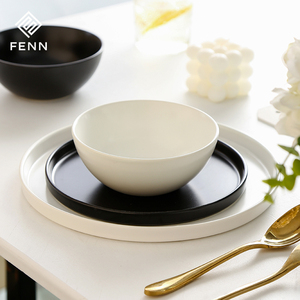 خدمة طاولة أطباق غير قابلة للكسر من البورسلين والأطباق السوداء للمطبخ والمنزل - Product Image 4