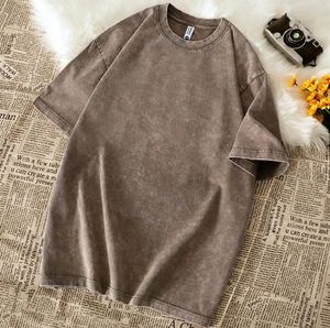 T-shirt personnalisé en jersey de coton 100% délavé à l'acide T-shirt vierge de luxe vintage surdimensionné pour hommes - Product Image 4