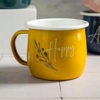 Tasse à café émaillée en gros, personnalisable avec logo, style vintage, épaissie, pour le camping