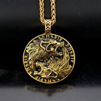 Collier en acier inoxydable avec pendentif loup Geri Freki, bijoux viking, pendentif animal, charme viking, runes Futhark, pendentif pour homme