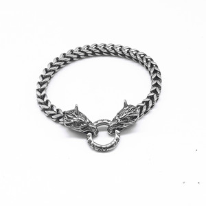 yunnique Wolf Head <b>Titanium</b> Steel Bracelet Men's Fashion <b>Chain</b> Link Jewelry Geometric Animal Design - Product Image 1