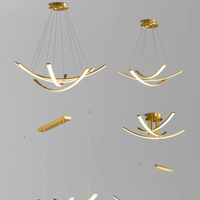 Lampe suspendue LED moderne et simple, design de décoration d'intérieur, table à manger, cuisine, branche linéaire, acrylique, or, fer, salon