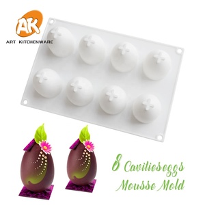 AK 8 cavités D'oeufs 3D Silicone Mousse Moules Gâteau Décoration Moules Chocolat Oeuf de Pâques Moules Outils De Boulangerie Ustensiles De Cuisine <span class=keywords><strong>MC</strong></span>-65 - Product Image 6