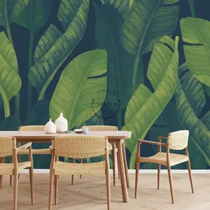 绿色香蕉叶自粘去皮贴壁画壁纸