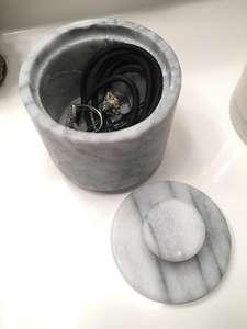 100% Sal de mármol natural con tapa de madera en blanco, negro, preservación de frescura para cocina, sal, especias, contenedor de almacenamiento - Product Image 5