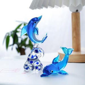 Decorazioni da Scrivania in Stile Europeo, Graziose Statuette di Delfini Blu Oceano in Vetro di Murano Lavorato a Mano - Product Image 5