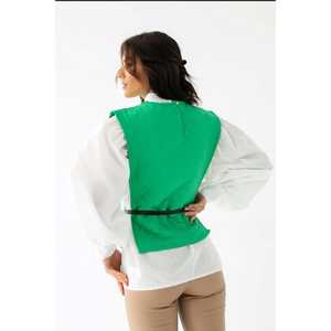 Conjunto de Camisa Verde con Cinturón y Poncho para Mujer, 100% Algodón Oxford, Transpirable - Product Image 1