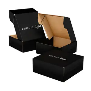 Benutzer definiertes Logo gedruckt schwarz Wellpappe Papier Verpackung Mailing Bekleidung Versand karton