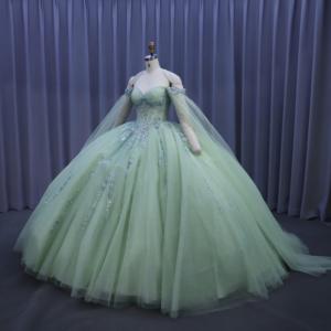 Abito da ballo in Tulle verde abito da sera moderno elegante Vestidos <span class=keywords><strong>per</strong></span> <span class=keywords><strong>festa</strong></span> <span class=keywords><strong>di</strong></span> compleanno Quinceanera - Product Image 2