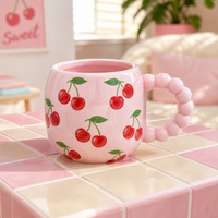 Tasse à café en céramique marbrée faite à la main avec une belle poignée perlée, impression personnalisée de branche d'olivier, tasse à thé en grès, logo OEM