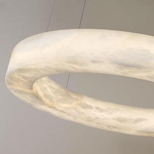 Modern Ring Alabaster Adjustable Height Pendant Light Luxury Brass Metal <b>Hanging</b> Lamp Villa Living Room LED Designer Chandelier - Product Image 3