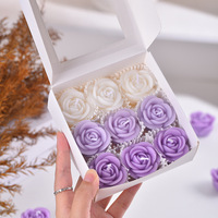 Valentinstag Handgemachte Luxus-Rosen-Aromatherapie-Kerzen Geschenkbox 9 Stück Romantische Blumenförmige Sojawachs-Dekorationskerzen