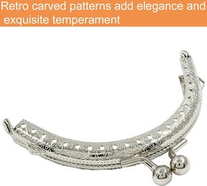 Piutouyar Pcs Metal <b>Purse</b> Frame Vintage Bag Kiss Clasp Lock Retro Style Arch Frame Coin <b>Purse</b> Hardware With Lotus Beads Embossed - Product Image 5