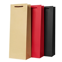 Sacs à vin en papier kraft personnalisés avec poignées en ruban, style rectangulaire, surface vernie, artisanat de cadeau du Hubei pour emballage de 1 à 20 kg