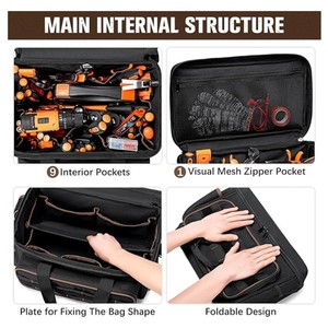 Wholesale Durable Wear-Resistant <b>Tool</b> <b>Storage</b> Bag with Adjustable Shoulder Strap, Portable <b>Tool</b> Organizer, Oxford Cloth 17 in - Product Image 5
