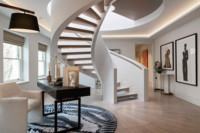 Escalier en marbre courbé de luxe Helico avec éclairage LED à capteur de Foshan