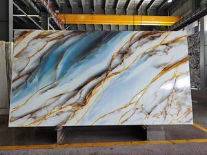 Tuna mavi Nano kristalize cam taş döşeme kalın levha cam duvar Surround TV zemin KitchenTop yapay levha 3000x1600mm - Product Image 3