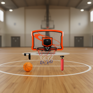 Mini aro de baloncesto con marcador eléctrico, equipo de entrenamiento plegable para niños y adultos, plástico naranja, uso en interiores - Product Image 2