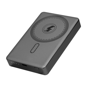 Cargador inalámbrico Power Bank de 25 W con entrada tipo C, batería de polímero de litio con protección contra descarga excesiva, batería de estado sólido negra - Product Image 1