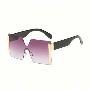 Gafas de Sol de Moda 2021, Montura Grande Plana de Una Pieza, Gafas de Sol Cuadradas Sin Montura, Gafas de Sol Extra Grandes para Mujer - Product Image 4