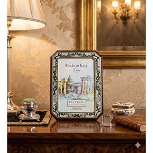 Beltrami Photo <b>Frame</b> 4x6 Inch Silver Plated Octagonal Green Decorative <b>Metal</b> <b>Frame</b> - Product Image 2