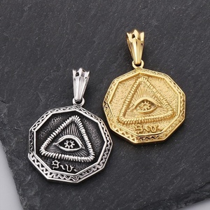 Rétro Punk Style Européen Américain Ancienne Pyramide Égyptienne Pharaon Oeil <span class=keywords><strong>D</strong></span>'<span class=keywords><strong>horus</strong></span> En Acier Inoxydable Hommes Plaque Carrée Pendentif De Fête - Product Image 3