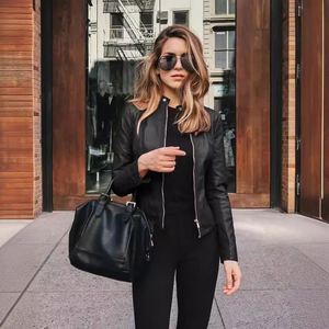 Nouvelle <span class=keywords><strong>veste</strong></span> en <span class=keywords><strong>cuir</strong></span> PU tendance pour femmes, à la mode pour le printemps et l'automne, <span class=keywords><strong>veste</strong></span> pour femmes - Product Image 3