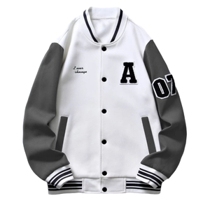 Men's Embroidered Casual Varsity Jacket 2025 Autumn High Quality Waterproof Breathable Eco-Friendly Polyester/Cotton Streetwear - Product Image 1