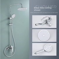 Ensemble de douche thermostatique mural en laiton chromé anti-retour pour hôtel, avec pommeau de douche pluie et douchette à main