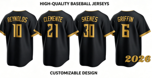 Camiseta de Béisbol Negra y Dorada de los Pittsburgh Pirates 2026, Edición Clemente # 30 Skenes # Uniforme Deportivo para Hombre de 6 Piezas con Costuras Griffin - Product Image 4