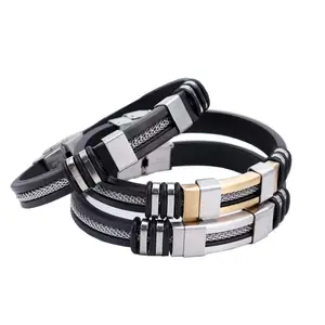 Wholesale High Quality Men's Leather Hand Jewelry Bracelet Magnetic Clasp Men Bracelet