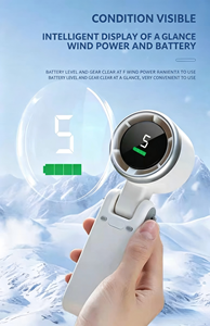Ventilador Portátil 3 en 1, Viento Turbo de 15m/s, 5 Velocidades Ajustables, 12 Horas de Duración de la Batería, Pantalla HD, Ventilador de Cuello Portátil para Uso en Exteriores - Product Image 3