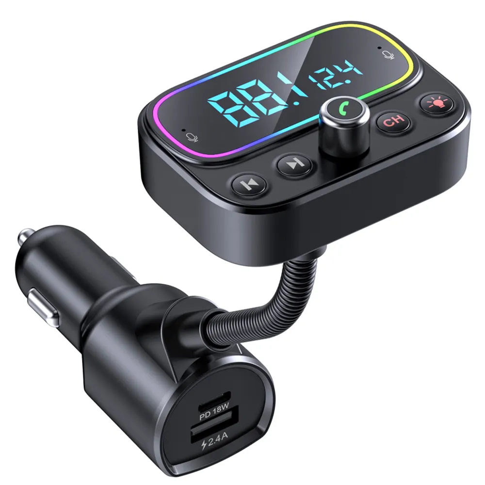 T67 Car Blue tooth FM Transmitter Built-in Mic Hands free Car Kit BT V5.0 Music MP3 Player Wireless AUX Blue tooth Adapter