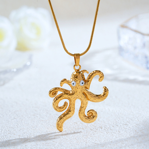 Collar con Colgante de Pulpo Chapado en Oro 304 316 TAYOINFASO, Cadena de Serpiente de Aleación, Diseño Animal Bonito Unisex, Joyería para Uso Diario - Product Image 4