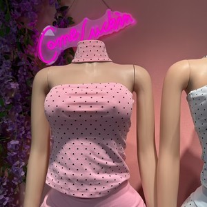 Nuovo Set Primaverile di Design con Top Corto e Pantaloncini Stampati a Pois, Completo Casual Y2k Carino in Due Pezzi per Ragazze e Donne - Product Image 4