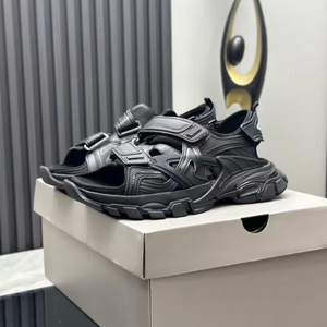 Fashion Open-toe Men's <b>Slides</b> <b>Slippers</b> High quality Men Woman Genuine Leather Shoes Outdoor sports casual walking Style shoes - Product Image 3