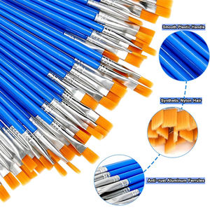 Pinceaux de peinture personnalisés pour enfants, manche en bois, en Nylon, bleu, pour <span class=keywords><strong>débutant</strong></span>, 8 pièces - Product Image 3