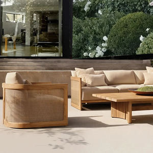 Minimalist Outdoor Furniture Wood Teak Outdoor Garden Sofa Set Teak Coffee Table Garden Sofa Teak Wood Patio Sofa Sets - Product Image 6