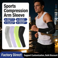Manchon de compression tricoté pour bras, long, à pression graduée, antidérapant, élastique, pour le soutien et la protection des bras pendant l'entraînement et la récupération
