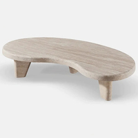 KUMUSI FURNITURE Wabi-sabi Table à thé simple en pierre de travertin Table d'appoint ronde en marbre pour salon design