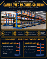 Sistema de Estanterías Cantilever Modular con Base de Viga H para Almacenamiento de Materiales Largos y Tuberías de Acero, Plan para Centro Logístico
