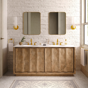 Armoire de bain à double évier de haute qualité grande capacité en acier matériaux en bois motif Triangle <span class=keywords><strong>miroir</strong></span> de courtoisie en céramique étanche - Product Image 1