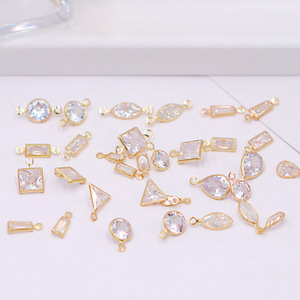 Pendentif en zircon plaqué or, formes variées, composants de bijoux pour la création de boucles d'oreilles et colliers DIY - Product Image 1