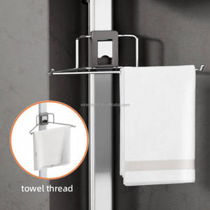 WIREKING 74 -106 Inch Aluminum Bathroom Shampoo Storage 4 Tier Tension Pole <strong>Shower</strong> Corner Caddy with Mirror and Towel Rack - Product Image 3