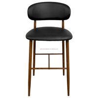 Tabouret de bar noir élégant avec dossier rembourré pour îlot de cuisine, chaise de bar pour maison moderne, salle à manger, restaurant