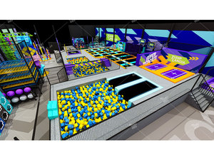 Pokiddo Enfants et Adultes Aire de jeux intérieure <span class=keywords><strong>Trampoline</strong></span> Park <span class=keywords><strong>Trampoline</strong></span> Jeux Interactive Ball <span class=keywords><strong>Freestyle</strong></span> Duo Swing Bridge - Product Image 3