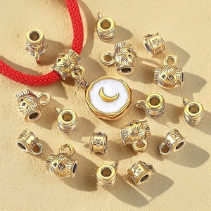 Large Hole Stopper Bead Charm Stainless Steel | Gold Electroplated <b>Spacer</b> with Loop for DIY Bracelet Necklace Jewelry Making - Product Image 1